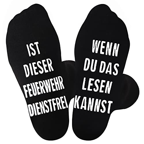 Jeasona Feuerwehr Socken Herren 43-46 mit Noppen Lustig Erwachsene Geschenke für Männer Fuerwehr Zubehör Geburtstag von Jeasona