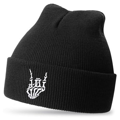 Jeasona Skelett Halloween Hut Mütze Totenkopf Totenkopf Geschenke Skull Heavy Metal Geschenk Emo Goth Gothic Accessoires Punk von Jeasona