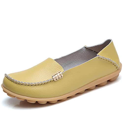 JeathFea Damen Slip On Flats Lässige Mokassins mit runden Zehen Bequeme Lederhalbschuhe Wild Walking Nurse Atmungsaktive Fahrmode Weiche Schuhe JeathFea Damen Slip On Flats Lässige Mokassins mit runden Zehen Bequeme Lederhalbschuhe Wild Walking Nurse Atmungsaktive Fahrmode Weiche Schuhe von JeathFea