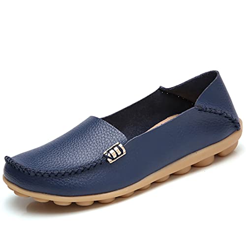 JeathFea Damen Slip On Flats Lässige Mokassins mit runden Zehen Bequeme Lederhalbschuhe Wild Walking Nurse Atmungsaktive Fahrmode Weiche Schuhe JeathFea Damen Slip On Flats Lässige Mokassins mit runden Zehen Bequeme Lederhalbschuhe Wild Walking Nurse Atmungsaktive Fahrmode Weiche Schuhe von JeathFea