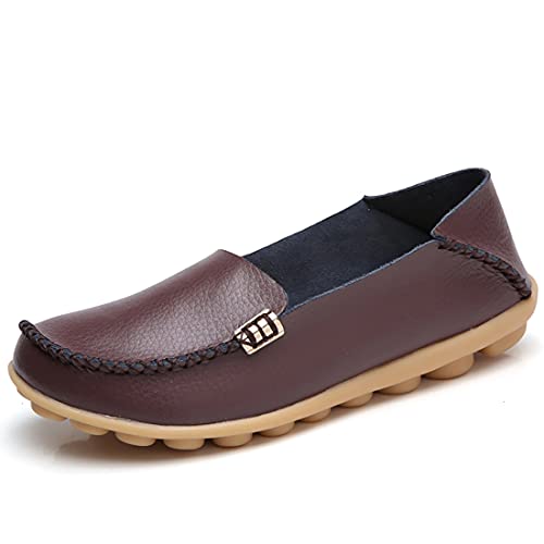 JeathFea Damen Slip On Flats Lässige Mokassins mit runden Zehen Bequeme Lederhalbschuhe Wild Walking Nurse Atmungsaktive Fahrmode Weiche Schuhe JeathFea Damen Slip On Flats Lässige Mokassins mit runden Zehen Bequeme Lederhalbschuhe Wild Walking Nurse Atmungsaktive Fahrmode Weiche Schuhe von JeathFea
