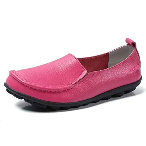 JeathFea Lässige Loafer für Damen weiches Leder leicht Klassische Penny Slip on Loafer Outdoor drinnen zu Fuß Mokassins Flache Schuhe für Damen Krankenschwester Loafer Flache Schuhe von JeathFea