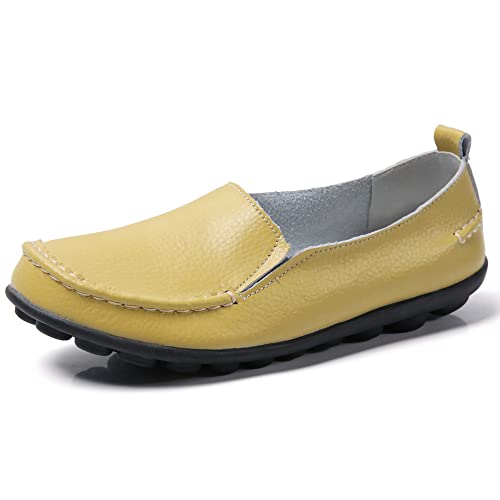 JeathFea Lässige Loafer für Damen weiches Leder leicht Klassische Penny Slip on Loafer Outdoor drinnen zu Fuß Mokassins Flache Schuhe für Damen Krankenschwester Loafer Flache Schuhe von JeathFea