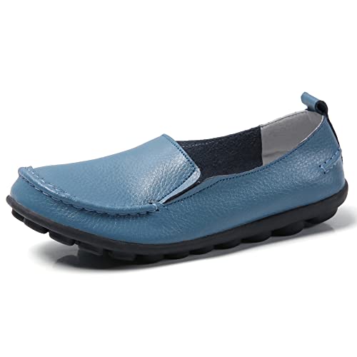 JeathFea Lässige Loafer für Damen weiches Leder leicht Klassische Penny Slip on Loafer Outdoor drinnen zu Fuß Mokassins Flache Schuhe für Damen Krankenschwester Loafer Flache Schuhe von JeathFea