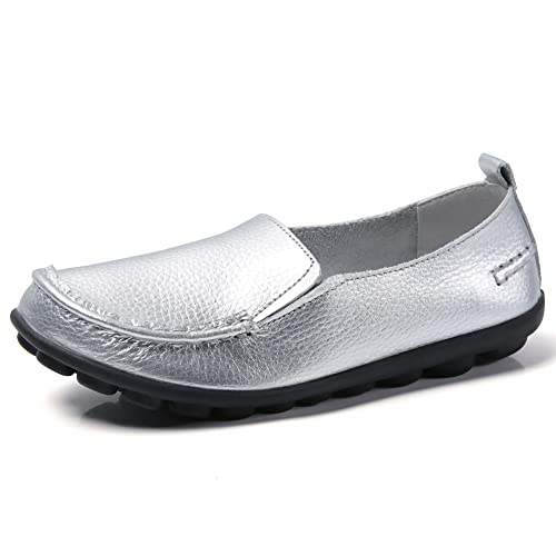 JeathFea Lässige Loafer für Damen weiches Leder leicht Klassische Penny Slip on Loafer Outdoor drinnen zu Fuß Mokassins Flache Schuhe für Damen Krankenschwester Loafer Flache Schuhe von JeathFea