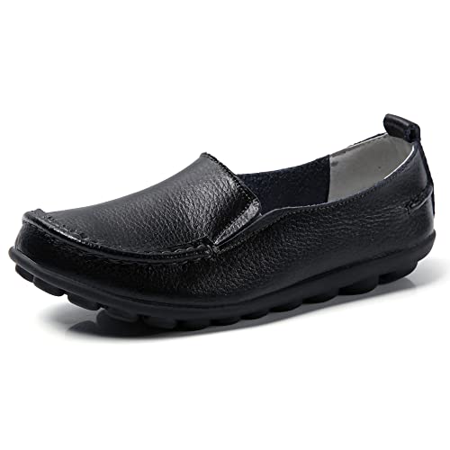 JeathFea Lässige Loafer für Damen weiches Leder leicht Klassische Penny Slip on Loafer Outdoor drinnen zu Fuß Mokassins Flache Schuhe für Damen Krankenschwester Loafer Flache Schuhe von JeathFea