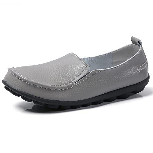 JeathFea Lässige Loafer für Damen weiches Leder leicht Klassische Penny Slip on Loafer Outdoor drinnen zu Fuß Mokassins Flache Schuhe für Damen Krankenschwester Loafer Flache Schuhe von JeathFea