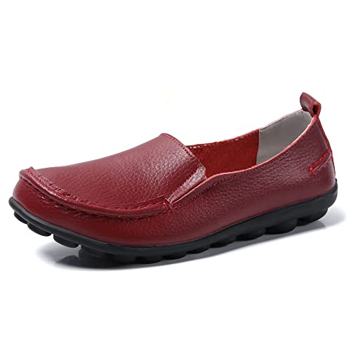 JeathFea Lässige Loafer für Damen weiches Leder leicht Klassische Penny Slip on Loafer Outdoor drinnen zu Fuß Mokassins Flache Schuhe für Damen Krankenschwester Loafer Flache Schuhe von JeathFea