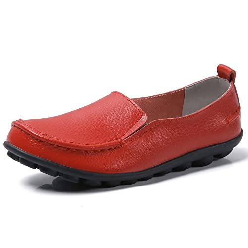 JeathFea Lässige Loafer für Damen weiches Leder leicht Klassische Penny Slip on Loafer Outdoor drinnen zu Fuß Mokassins Flache Schuhe für Damen Krankenschwester Loafer Flache Schuhe von JeathFea