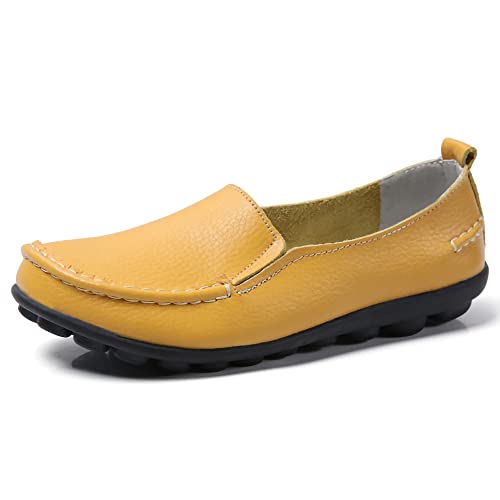 JeathFea Lässige Loafer für Damen weiches Leder leicht Klassische Penny Slip on Loafer Outdoor drinnen zu Fuß Mokassins Flache Schuhe für Damen Krankenschwester Loafer Flache Schuhe von JeathFea