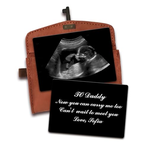 JeathFea Personalisierte 1 Vatertag Ultraschall Wallet Insert-Karte, benutzerdefinierte Metall Brieftasche Einsätze für Männer, Baby-Ultraschall-Geschenk für Neue Papa von JeathFea