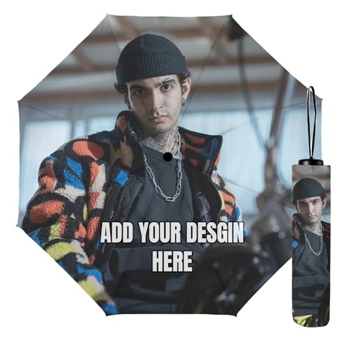 JeathFea Personalisierter Foto Regenschirm - Design Personalisiert Foto Regenschirm - Damen Schirm mit Auf-Zu Automatik - windsicherer Taschenschirm - für Männer Frauen Familie Geschenk von JeathFea
