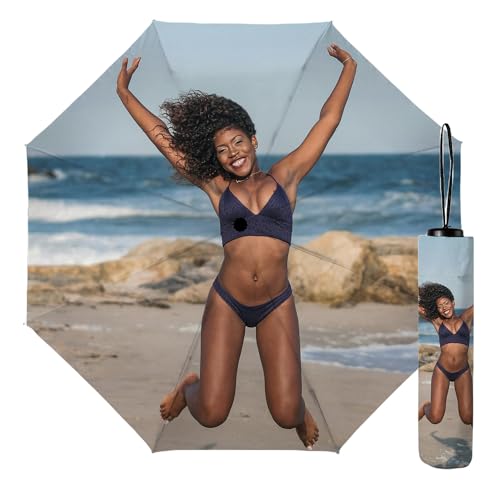 JeathFea Personalisierter Foto Regenschirm - Design Personalisiert Foto Regenschirm - Damen Schirm mit Auf-Zu Automatik - windsicherer Taschenschirm - für Männer Frauen Familie Geschenk von JeathFea