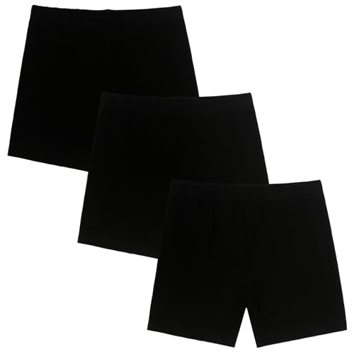 Jeayita Radlerhose Kinder Mädchen Kurze Hosen Mädchen Sporthose Turnhose Sport Shorts Leggings Baumwolle Hose 3 Paar Schwarz von Jeayita