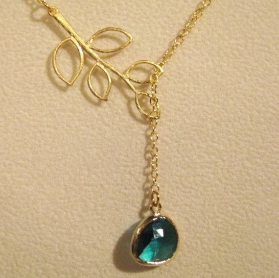 Golden Leaf Lariat Halskette von JebedisJewels