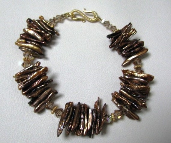 Schokolade-stick Perlen Armband von JebedisJewels