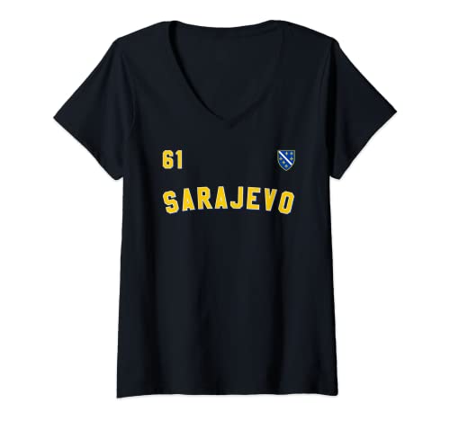 Damen Sarajevo 1461 Stadt Stolz Trikot Bosna Bosnien Herzegowina T-Shirt mit V-Ausschnitt von Jebiga Balkan Bosnische Geschenke Männer & Frauen