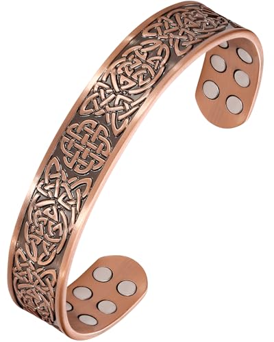 Jecanori Kupfer-Magnetarmbänder für Damen und Herren – effektives reines Kupferarmband mit 18 Magneten – verstellbare Manschetten-Armreifen von Jecanori