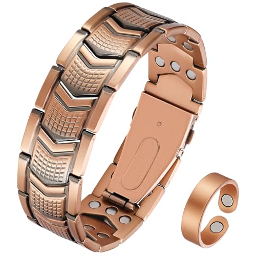 Jecanori Magnetisches Armband für Herren und Cooper, Kupferarmband mit 57 ultrastarken Magneten (3800 Gauss), verstellbares Armband mit Entfernungswerkzeug und Schmuck-Geschenkbox von Jecanori