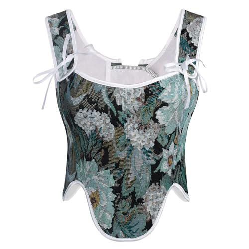 Jecarden Damen Renaissance Korsett Bustier Tops für Frauen (DE/NL/SE/PL, Alphanumerisch, XXL, Regular, Regular, Hellblau) von Jecarden