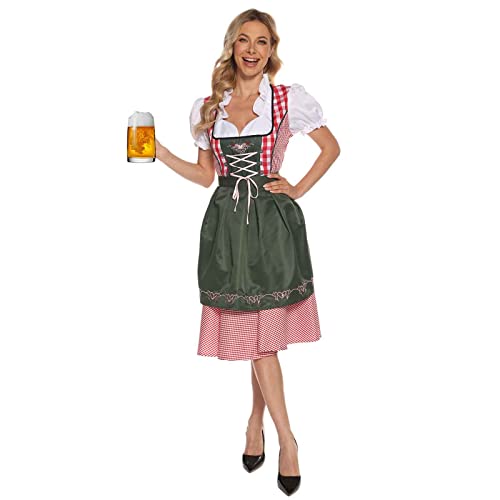 Jecarden Dirndl Damen Oktoberfest - Trachtenkleid Trachtenmode Kleidung Kostüm-Set für Damen 42 von Jecarden