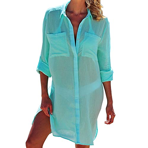 Jecarden Strandkleid Damen, Bikini Cover Up Strandponcho Damen Sommer Pareos Sommerkleid Damen Elegant Bademode Strand Vertuschen Shirt für Urlaub Die Einheitsgröße von Jecarden