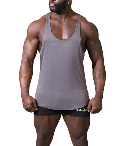 Jed North Pro Bodybuilding Workout Stringer Gym Tank Top Singlet Racerback, Hochwertiges Dunkelgrau, XL von Jed North