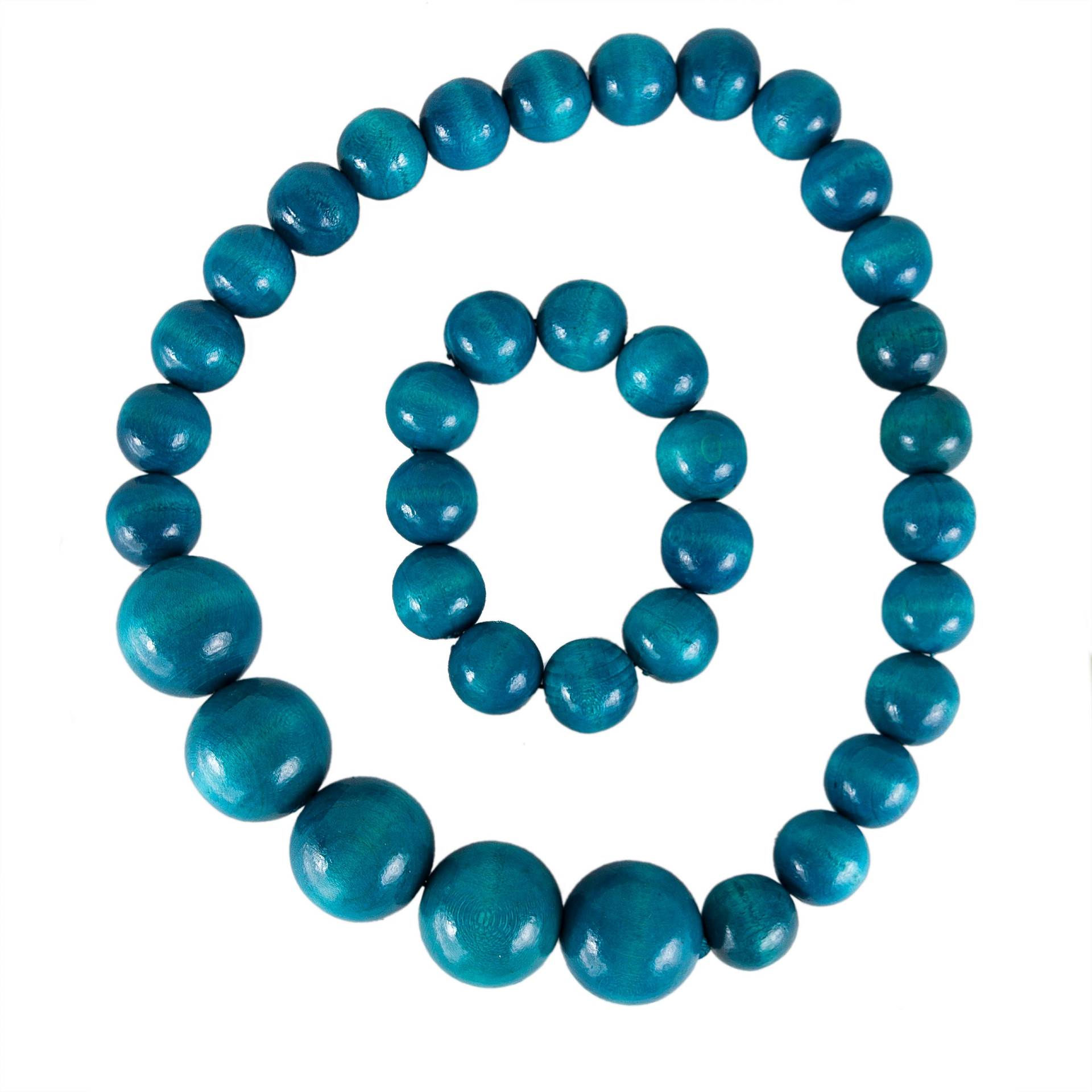 Set Halskette + Armband Folk Korallen Handgefertigt Hölzer 4 Farben von Jedrzejko