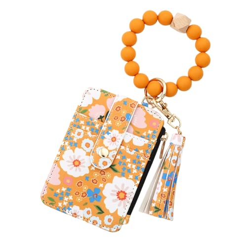 Boho Beaded Wallet Keychain, Boho Style Beaded Tassel Keychain Wallet, Bracelet Keychain Wallets for Women (Yellow) von Jeeeun