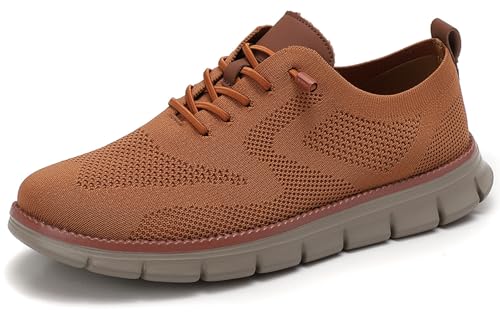 Breeze Men’s Business Casual Shoes Comfy Fit Lightweight Breathable for Work Travel Daily Commute (Ochre,EU_40) von Jeeeun
