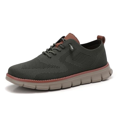 Breeze Shoes for Men - Business Casual Lightweight Oxford Sneakers for Workdays & Travel, Breathable Walking Footwear (Army Green,41) von Jeeeun