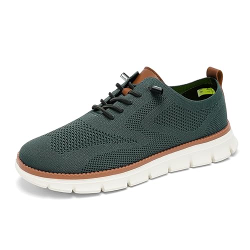 Breeze Shoes for Men - Business Casual Lightweight Oxford Sneakers for Workdays & Travel, Breathable Walking Footwear (Green,43) von Jeeeun