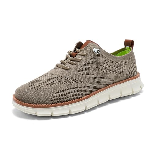 Breeze Shoes for Men - Business Casual Lightweight Oxford Sneakers for Workdays & Travel, Breathable Walking Footwear (Khaki,43) von Jeeeun