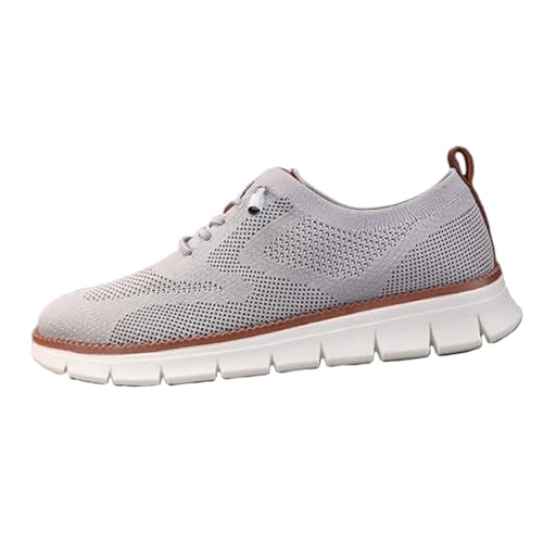Breeze Shoes for Men - Business Casual Lightweight Oxford Sneakers for Workdays & Travel, Breathable Walking Footwear (Light Grey,46) von Jeeeun