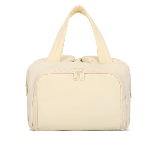 Convely Toiletry Bag Large Capacity Wide-Open, 4-in-1 Lightweight Waterproof Makeup Bag for Women with Dry Wet Separation (Off-White) von Jeeeun