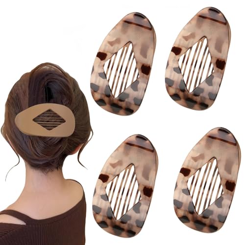 Duckbill Hair Clips for Women, Duckbill Clips for Hair, Flat Duckbill Hair Clip for Thick Thin Hair (White leopard print) von Jeeeun