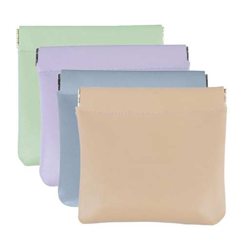 Erebloom Pouchic - Personalized Snap Closure Leather Organizer Pouch, Mini Makeup Bag for Cosmetics Headphones Jewelry Lipstick (4pcs A,8 * 8cm) von Jeeeun