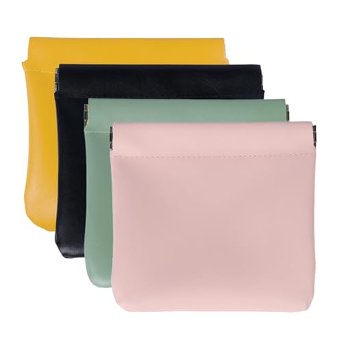 Erebloom Pouchic - Personalized Snap Closure Leather Organizer Pouch, Mini Makeup Bag for Cosmetics Headphones Jewelry Lipstick (4pcs B,8 * 8cm) von Jeeeun