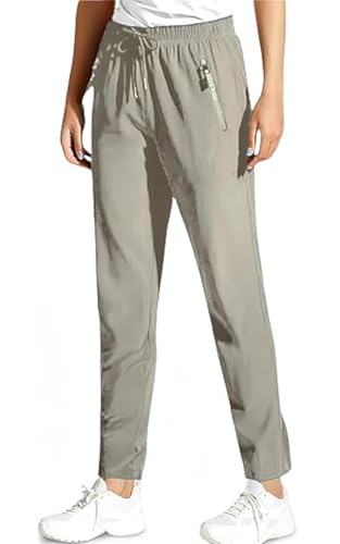 Jeeeun Comfy Fit Pants for Women, Comfyfit Quick Dry Pants, Lightweight Comfyfit with Zip Pockets (Khaki-Straight*1pcs,M) von Jeeeun