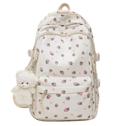 Jeeeun Coquette Backpack, Cherry Backpack for Girls - Cute Kawaii School Backpacks, Teens Daypack (Strawberry) von Jeeeun