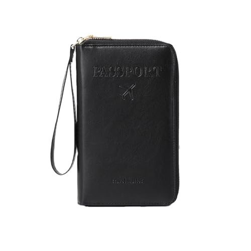 Jeeeun Multi-Functional RFID Passport Wallet, 2025 New Anti-Theft ID Card Organizer Case with Safe Zipper for Men and Women (Black) von Jeeeun
