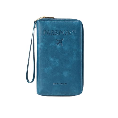 Jeeeun Multi-Functional RFID Passport Wallet, 2025 New Anti-Theft ID Card Organizer Case with Safe Zipper for Men and Women (Blue) von Jeeeun