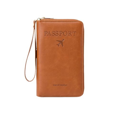 Jeeeun Multi-Functional RFID Passport Wallet, 2025 New Anti-Theft ID Card Organizer Case with Safe Zipper for Men and Women (Brown) von Jeeeun