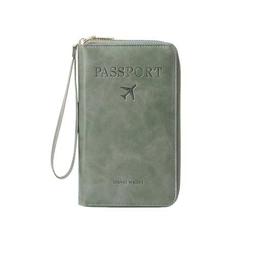 Jeeeun Multi-Functional RFID Passport Wallet, 2025 New Anti-Theft ID Card Organizer Case with Safe Zipper for Men and Women (Green) von Jeeeun