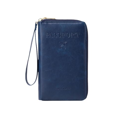 Jeeeun Multi-Functional RFID Passport Wallet, 2025 New Anti-Theft ID Card Organizer Case with Safe Zipper for Men and Women (Navy Blue) von Jeeeun