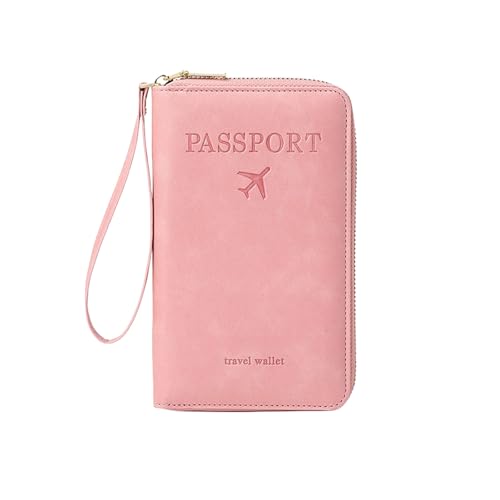 Jeeeun Multi-Functional RFID Passport Wallet, 2025 New Anti-Theft ID Card Organizer Case with Safe Zipper for Men and Women (Pink) von Jeeeun