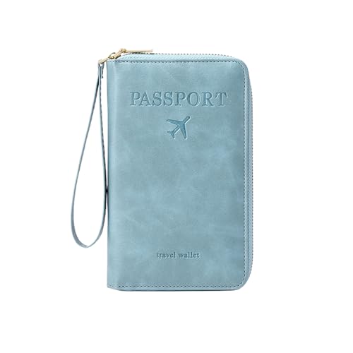 Jeeeun Multi-Functional RFID Passport Wallet, 2025 New Anti-Theft ID Card Organizer Case with Safe Zipper for Men and Women (Sky Blue) von Jeeeun