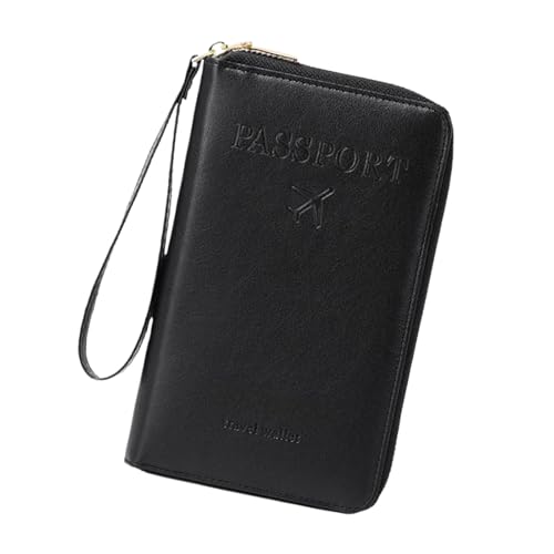 Jeeeun Multi-Functional RFID Passport Wallet, Anti-Theft Travel Wallet for Women & Men, RFID Blocking Protective Card Holder Cover for Family Travel, Passport Case (Black) von Jeeeun