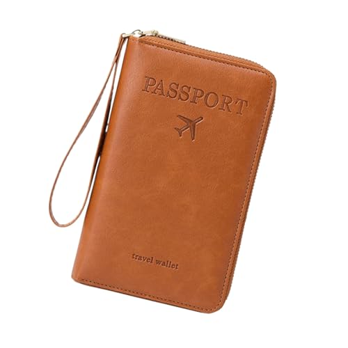Jeeeun Multi-Functional RFID Passport Wallet, Anti-Theft Travel Wallet for Women & Men, RFID Blocking Protective Card Holder Cover for Family Travel, Passport Case (Brown) von Jeeeun