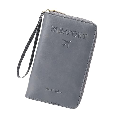 Jeeeun Multi-Functional RFID Passport Wallet, Anti-Theft Travel Wallet for Women & Men, RFID Blocking Protective Card Holder Cover for Family Travel, Passport Case (Gray) von Jeeeun